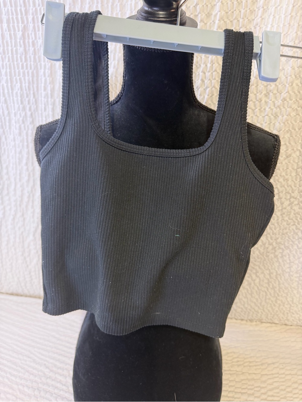 Hollister Black Ribbed Square-Neck Crop Tank